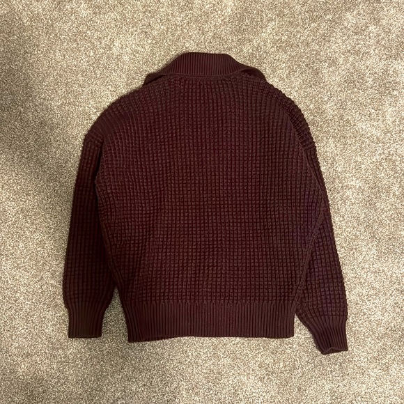 Madewell Waffle-Knit Henley Sweater (Heather Currant) - Picture 4 of 7